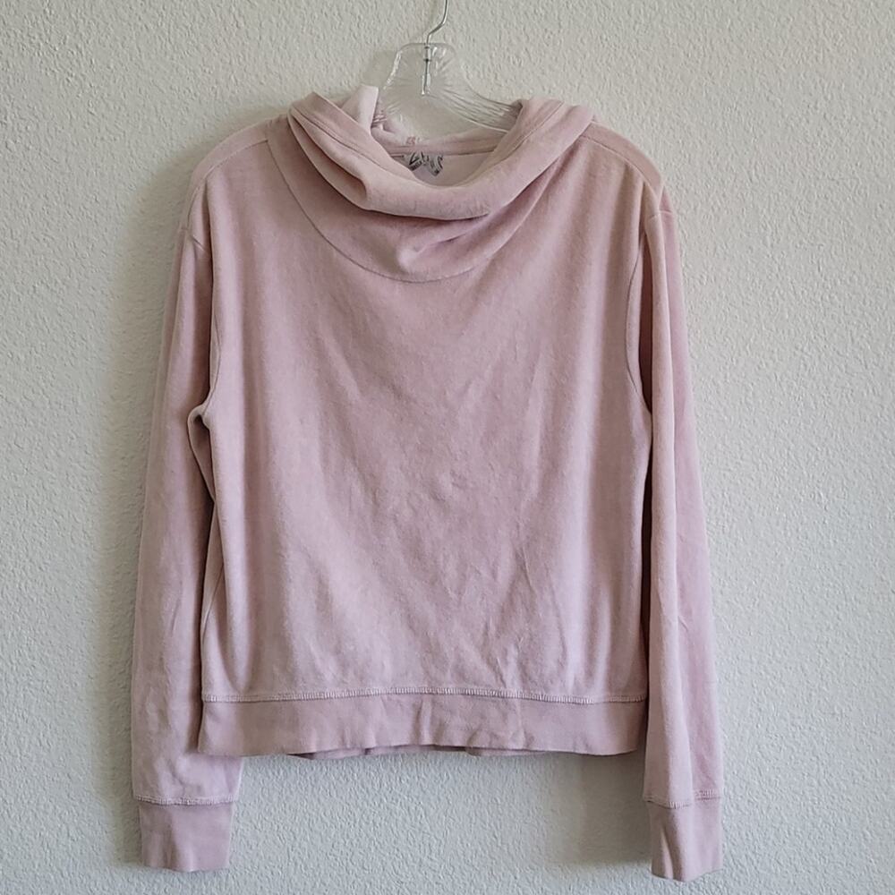 ZELLA Hoodie Sweatshirt Velour Cowl Neck Pullover Athleisure Size Medium Blush